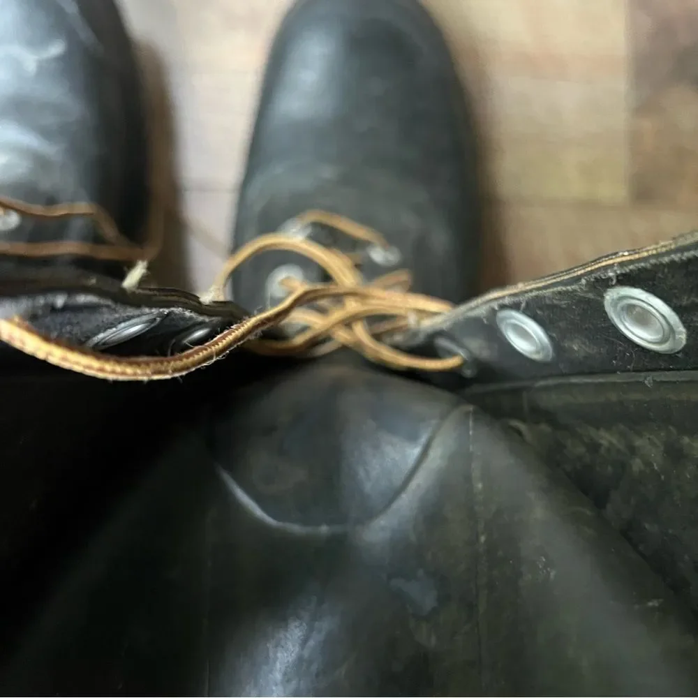 Men’s Vintage Wards Montgomery Ward Black Distressed Rubber Boots Size 12.5